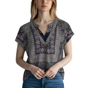 LUCKY BRAND Batik Lightweight Boho Tee Shirt